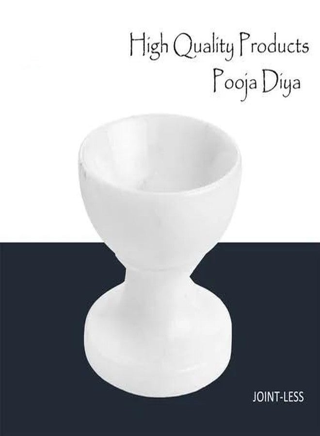 Plutofit Handicraft Marble Diyas for Puja Makrana White Marble Diya Decorative Items for Living Room/Home, Gift Items for Family and Friends, Diya Set for Pooja - Image 4